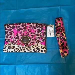 Leopard Print Crossbody Bag in Pink and Cream